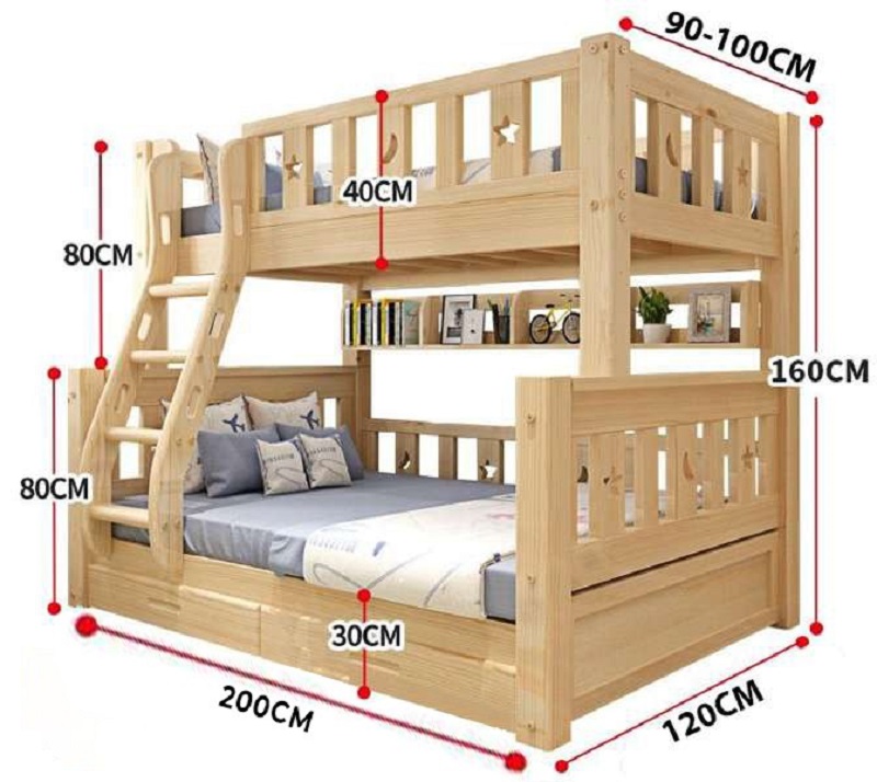 kích thước giường ngủ tầng cho trẻ em 